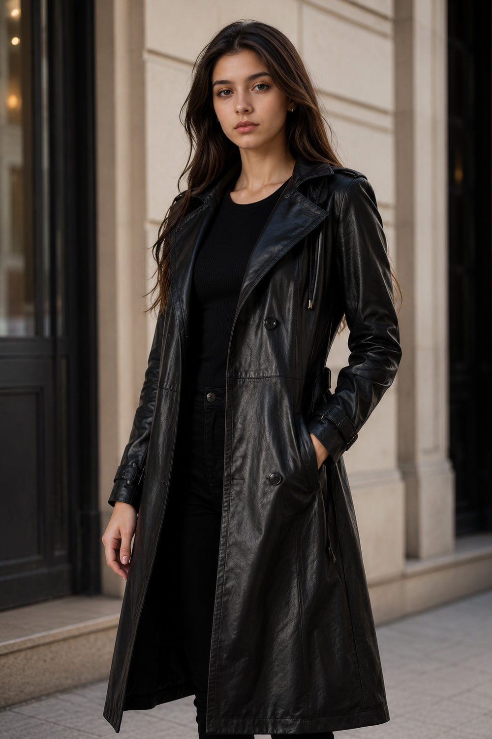 Black Hooded Trench Coat