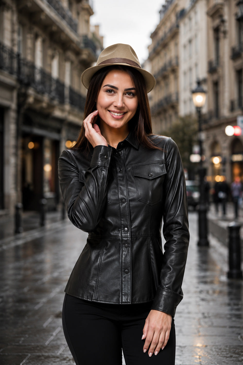 Black Peplum Leather Jacket
