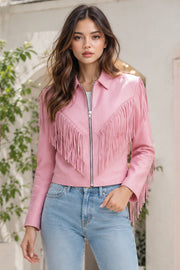 Braid And Fringe Women Motorcycle Jacket