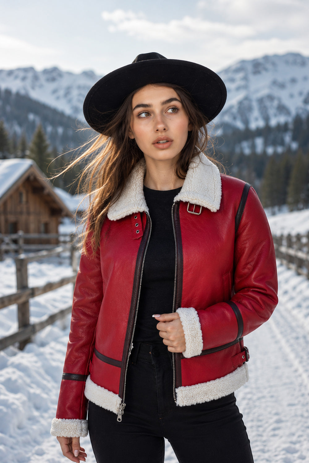 Bomber Jacket for Women Red