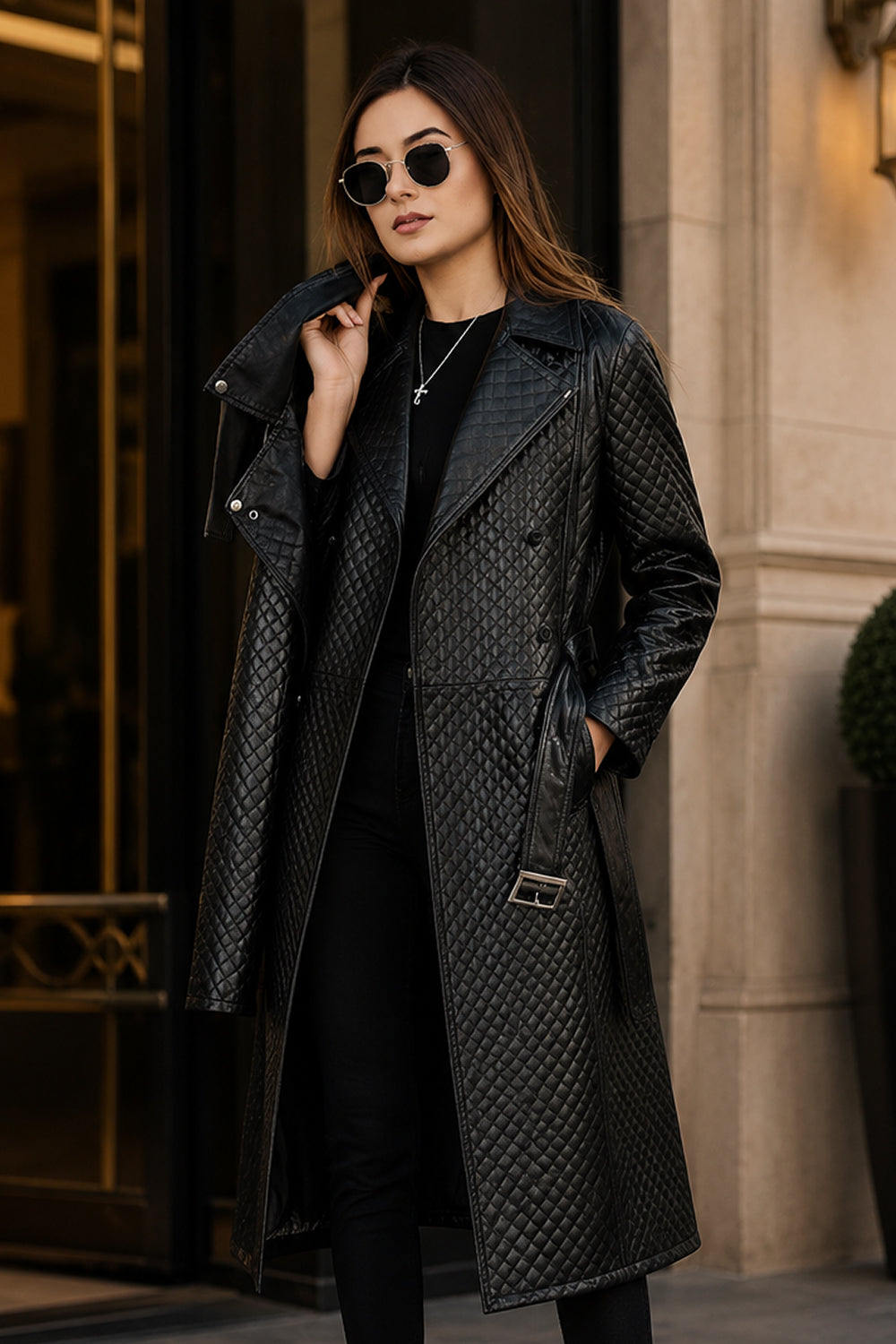 Leather Coat For Women Black