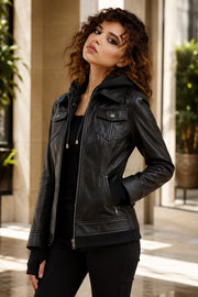 Womens Leather Bomber Jacket