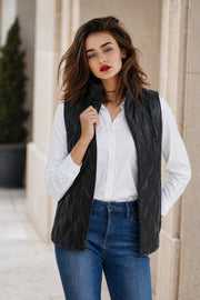 Womens Black Quilted Leather Vest