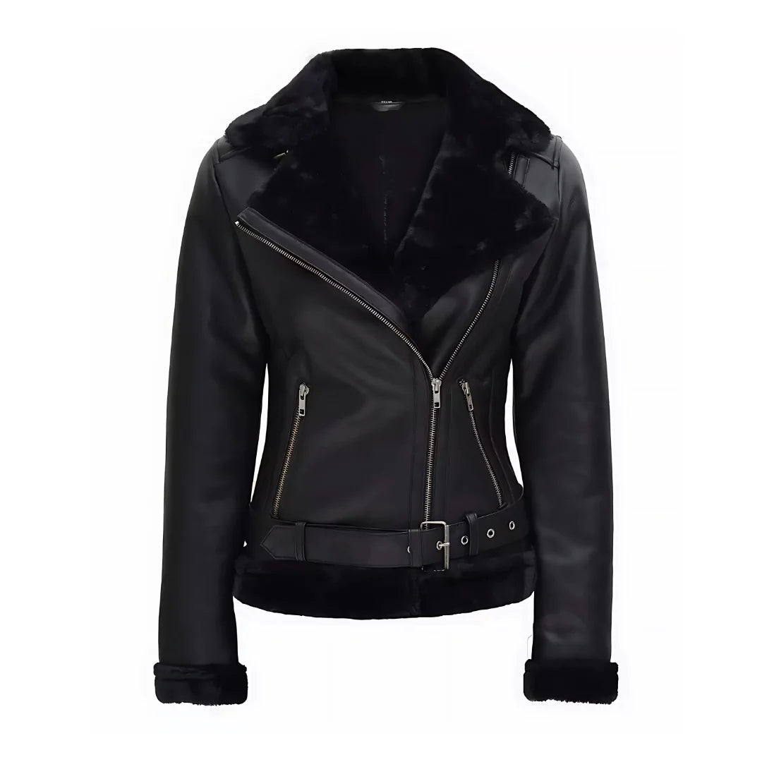 Black Leather Peplum Jacket