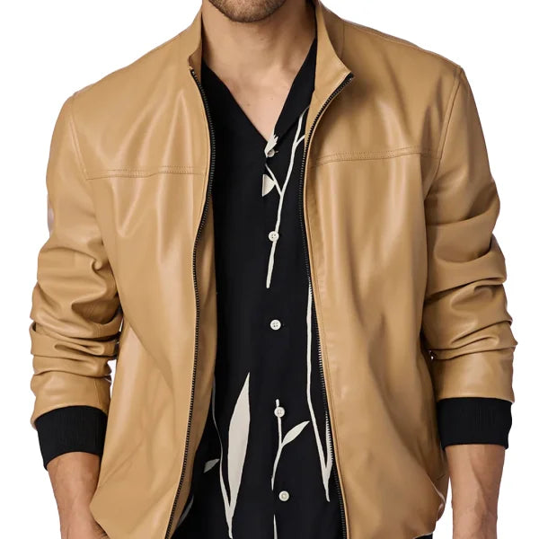 Faux Leather Bomber Jacket