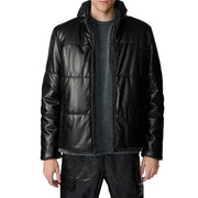 Faux Leather Sherpa Puffer
