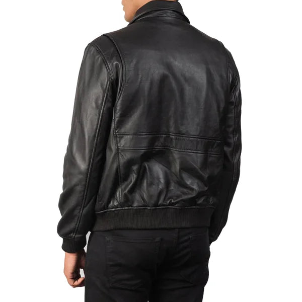 Coffmen Black A2 Leather Bomber Jacket