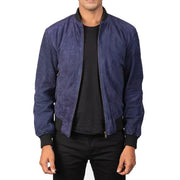 Shane Blue Suede Bomber Jacket