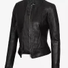 Women black leather biker jacket - Image 2