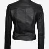 Women black leather biker jacket - Image 4