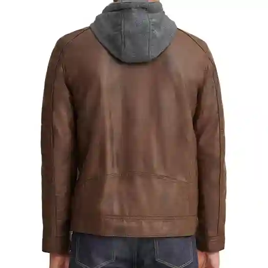 Faux-Leather Jacket With Hood - Image 2