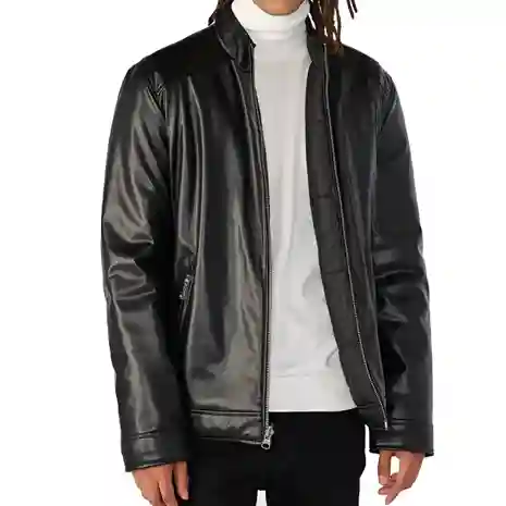 Faux Leather Reversible Puffer Jacket - Image 3