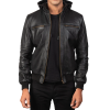 Bouncer Biz Black Leather Bomber Jacket