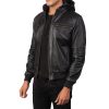 Bouncer Biz Black Leather Bomber Jacket