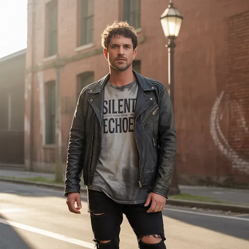 A man is wearing Leather Jackets and Grunge Layers