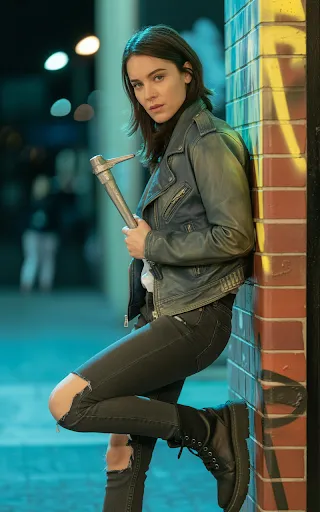 Combat boots, worn leather.