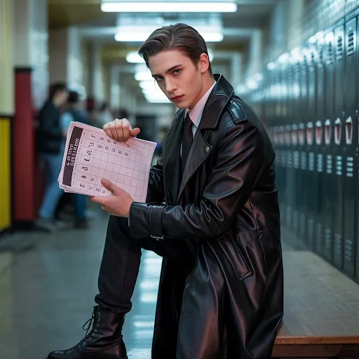 Mean look, leather trench