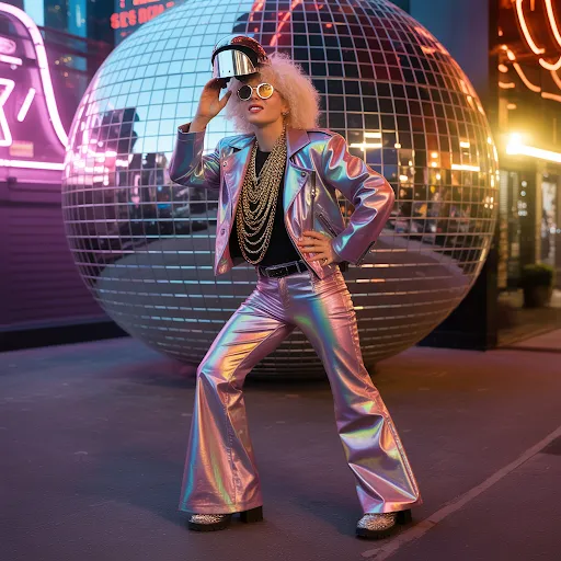 Sparkly leather, 70s shades