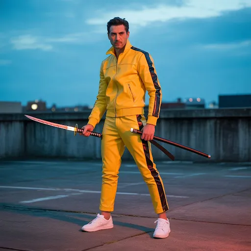 Yellow leather tracksuit