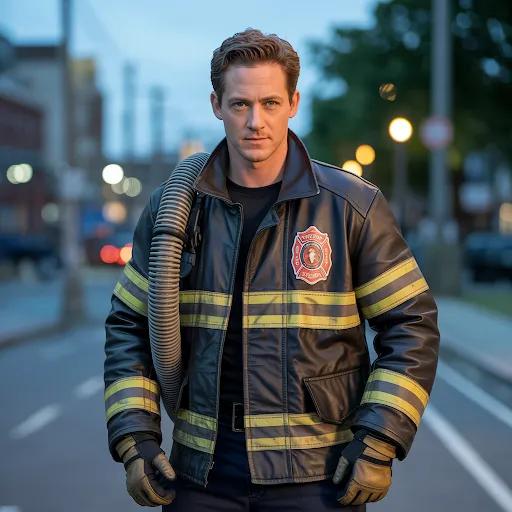 costume idea of Jacket, helmet, hose prop.